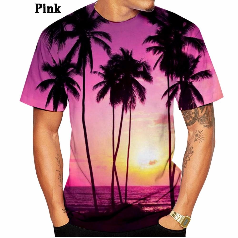 Hot Sale!Summer Women/Men's Couple Tops T Shirt Hawaiian 3d Print Palm Motif Unisex Top Shortsleeve T Shirt XXS-6XL