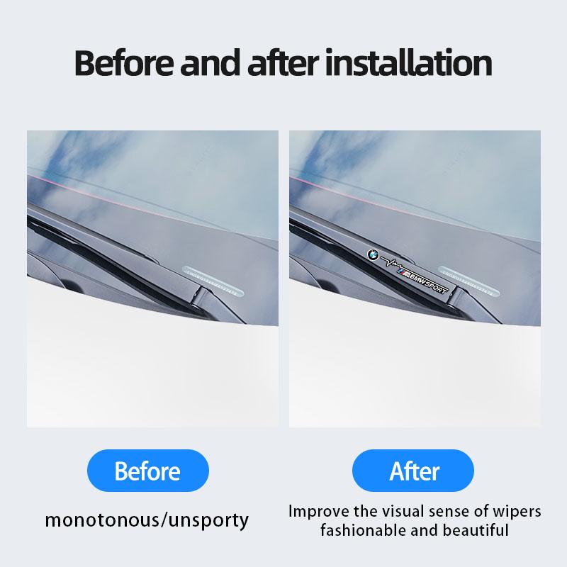 VKSO5 2Pcs Car Window Creative Stickers Car Wiper Stickers For BMW F30 F10 E90 F20 E46 E60 E70 E39 E36 E87 X6 Auto Emblem Decor Decals