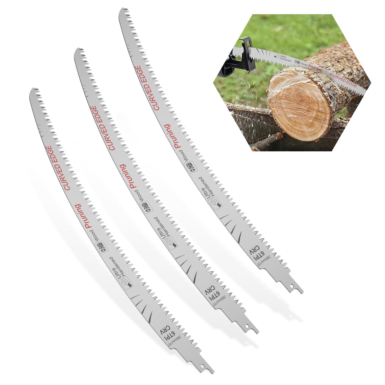 

3 Pcs Arc Edge Reciprocating Saw Blade 6TPI 14.4 Inch Chrome Vanadium Steel Wood Pruning Saw Blades for Cutting Wet and Dry Wood