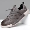 2025 Summer Hole Shoes Men's Lazy Casual Non-slip Cool Leather Shoes Hollow Breathable Tide 2025