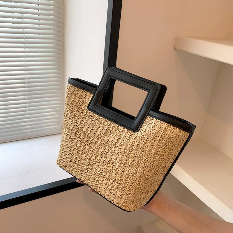 

Women s Retro Straw Bag, Casual Large Capacity Bucket Tote Bag, Fashion Handbag for Daily Use чёрный