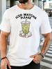 Iced Matcha Unisexs Tee Ice Cube Green Tea Cup Graphic Print Crew Neck Short Sleeve Soft Loose Casual Daily Summer Male Basic Top