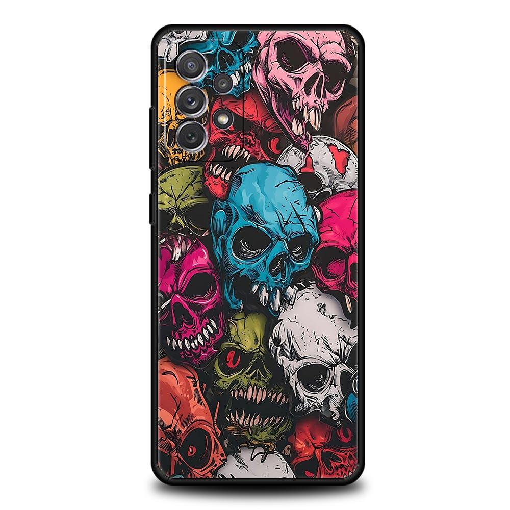 Skeleton Skull Phone Case for Samsung Galaxy A55 A35 A17 A07 A15 A13 A25 A51 A71 A72 A73 A32 A52 A52S A41 5G Soft TPU Shell Bags
