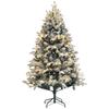 180cm Artificial Christmas Tree with 793 Branches, LED Lights and Snow-Covered Branches, Green