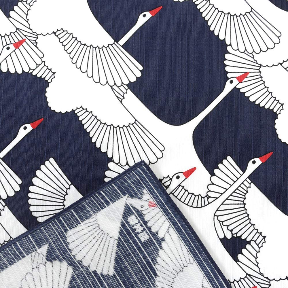 Hamamonyo Large Cloth (Furoshiki 90cm) Celebration Crane Navy
