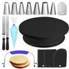 Back- und Konditoreiwerkzeug-Set: Kuchen-Dekorations-Drehteller, Spritztüllen & -beutel, Spachtel, Teigschaber