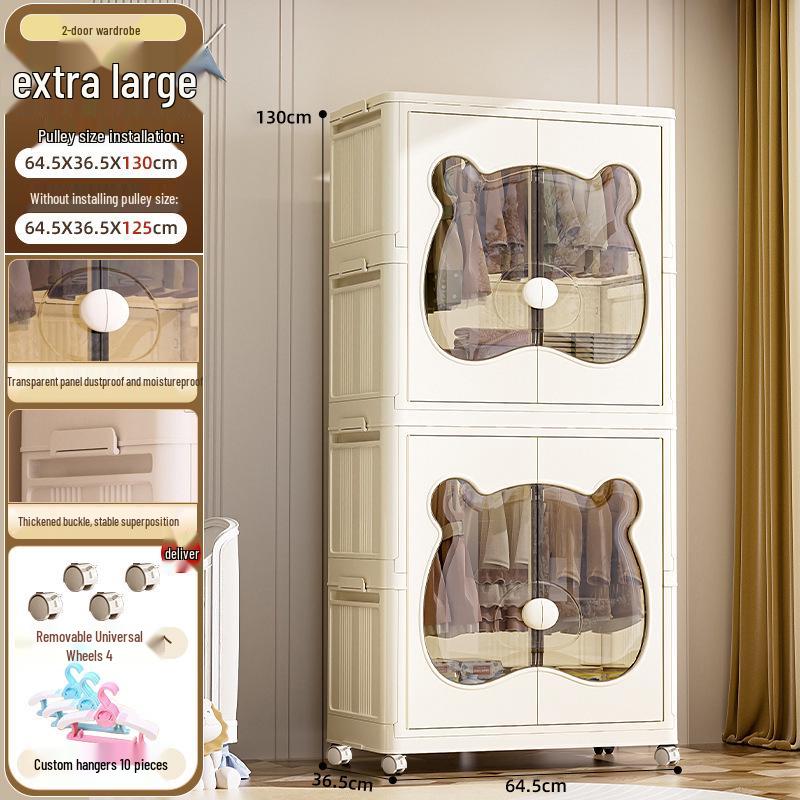 Infant Folding Plastic Storage Cabinet: Simple Children's Wardrobe
