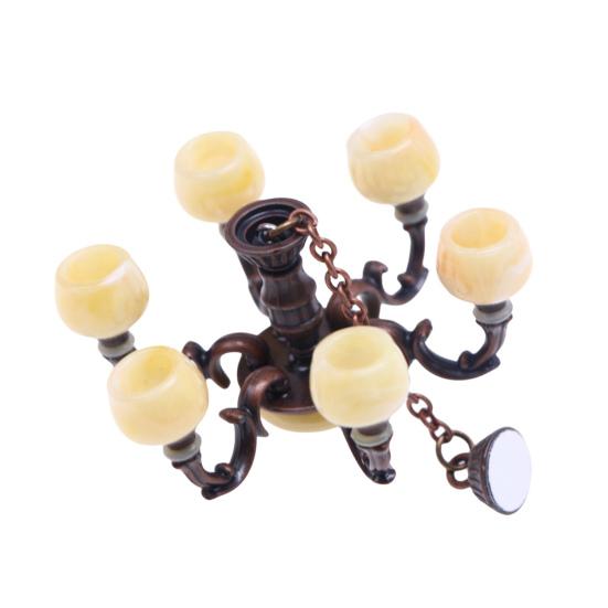 Dollhouse Mini Ceiling Lamp Exquisite Realistic Miniature Chandelier Model Toy for Dollhouse Decoration