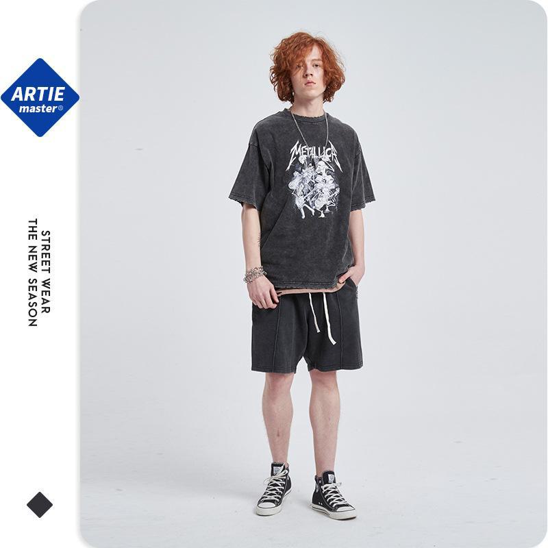 ARTIE Men's Harajuku Style Dark Rock Short Sleeve Cotton T-Shirt
