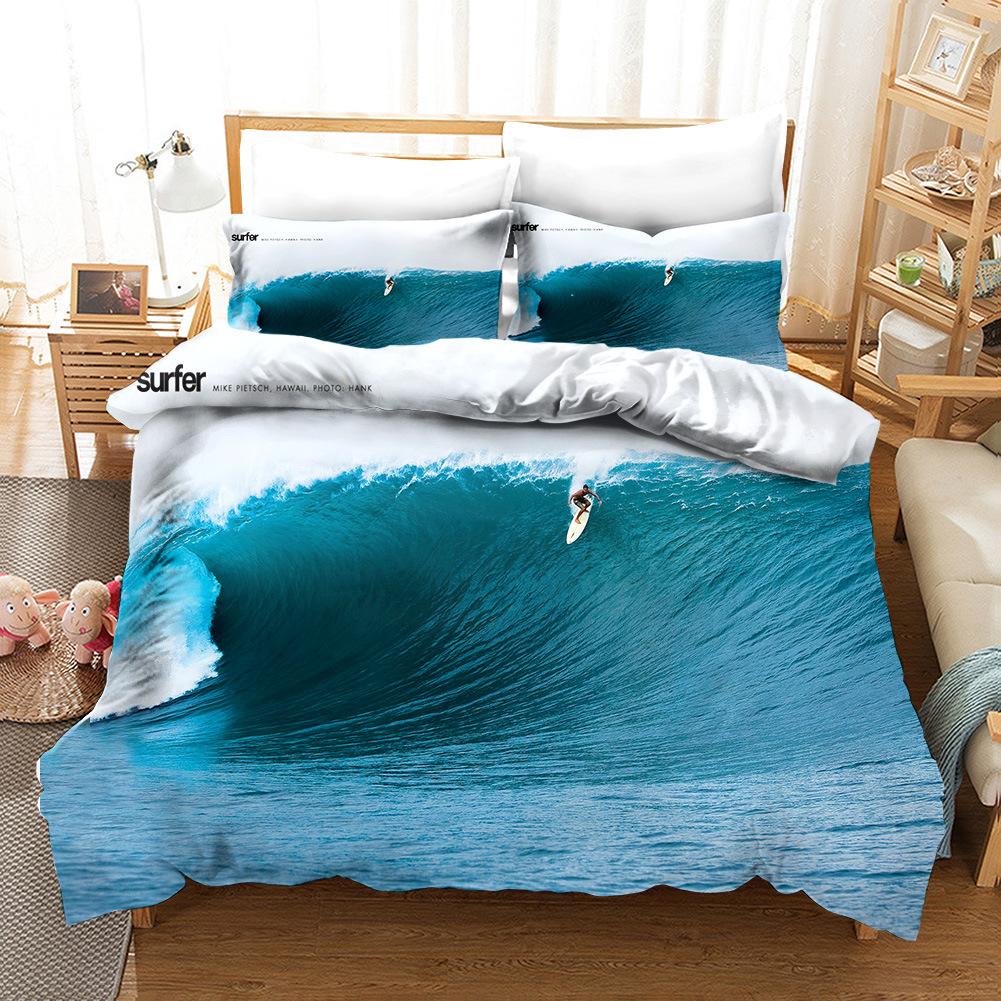 Surfing Bedding Set Queen/King/Full for Boys Kids Men Surfboards Duvet Cover Polyester Youth Ocean Sport Theme Comforter Cover