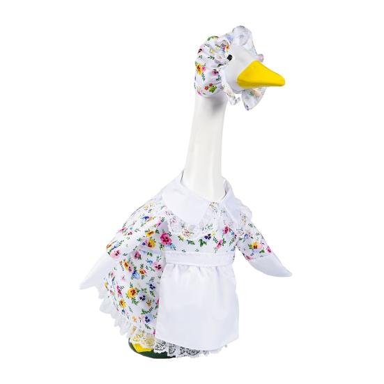 Yousheng Spring Flower Porch Goose Outfit for 23 Inch Goose Statue Wildflower/Strawberry Goose Clothes Dress And Hat Set for Outdoor Garden Yard Lawn