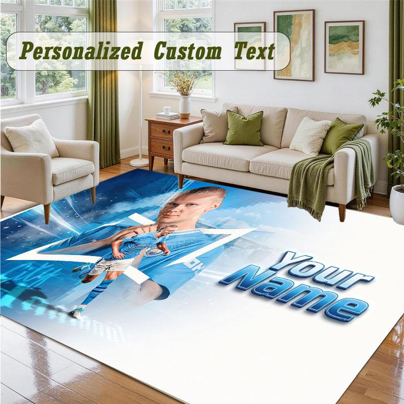 Crystal Velvet Square Rug Custom NameErling Haaland Pattern Non Slip Home Floor Decor Rug