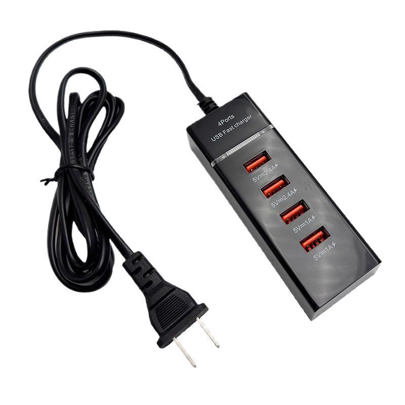 Smart 4-Port USB Charger: 5V 2.4A Power Strip for Apple & Xiaomi Devices