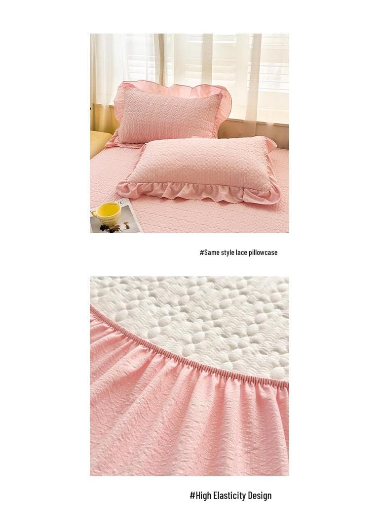 A-Grade Crinkled Double-Layer Bed Skirt & Cover: Non-Slip, Machine-Washable Mattress Protector