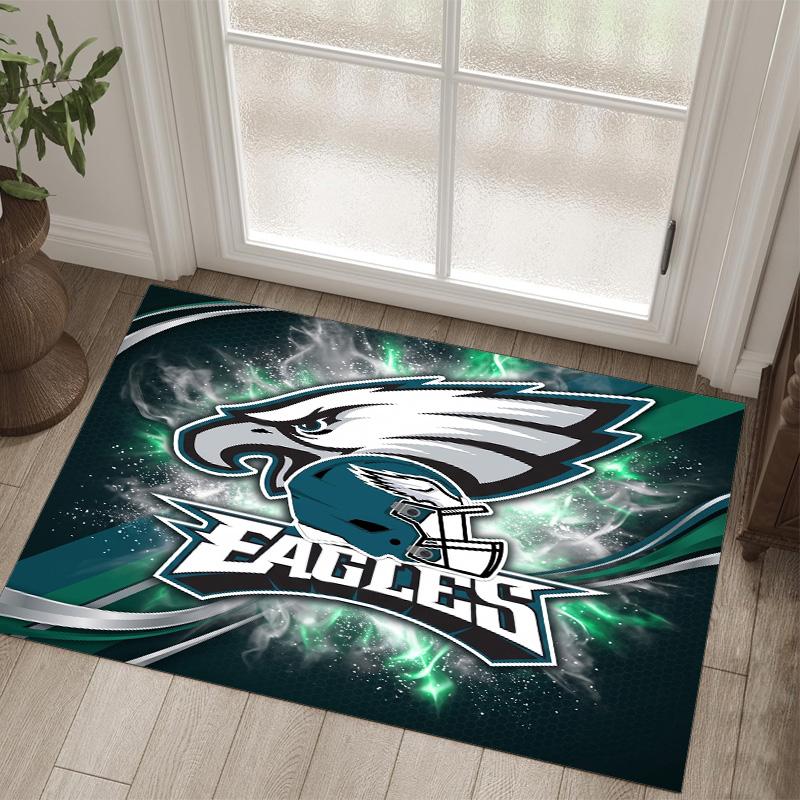 Tappeto in Cristallo Velluto Design Philadelphia Eagles Accogliente Non?Tappeto Stampato Antiscivolo per Camera da Letto Soggiorno Ingresso