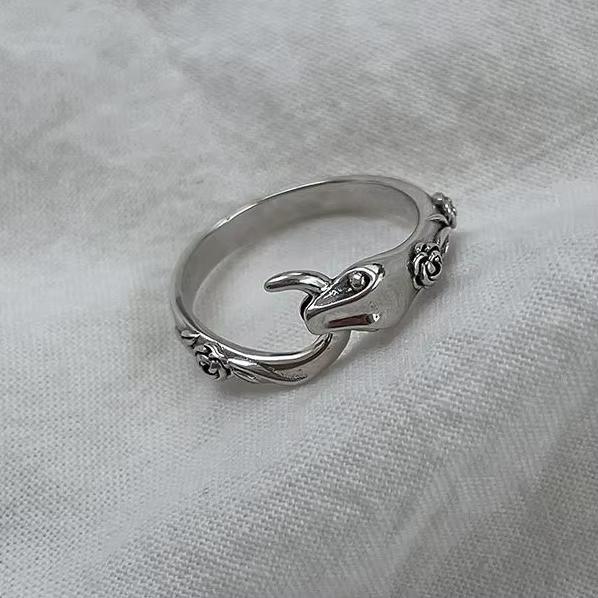 PONYKISS Серебряное кольцо-змея для женщин Милое животное Тонкие Минималистичные Аксессуары Китайский стиль