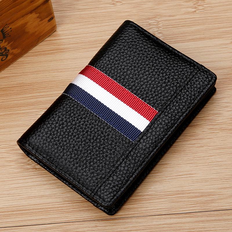 Card Bag, Card Cover, Card Clip, Genuine Leather, First Layer Cowhide, Multi-functional RFID Anti-magnetic Men's Contrasting Webbing Business