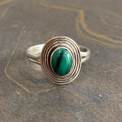 925 Sterling Silver Gemstone Ring, Malachite Ring, Handmade Jewelry, Gift For Her, Bohemian Ring, Statement Ring