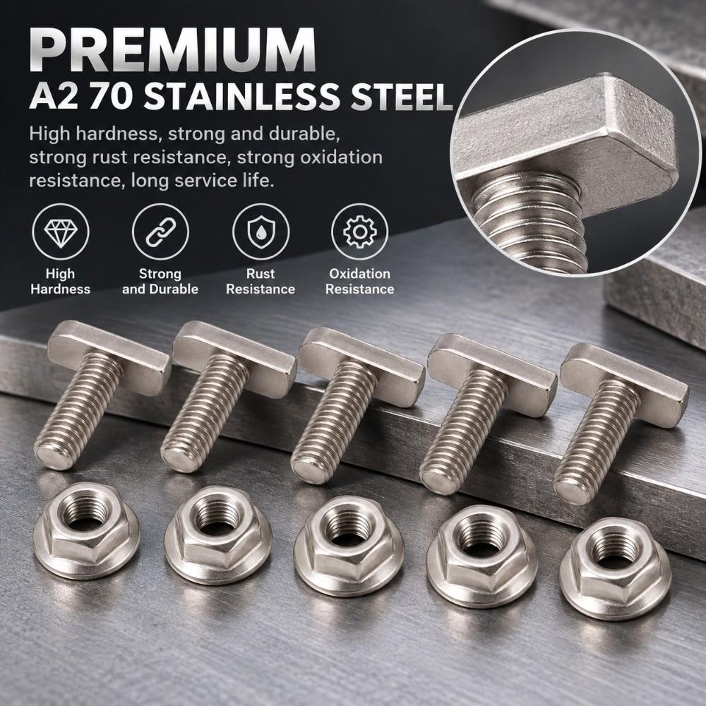 20set High Tensile Strength T Bolts Stainless Steel M8 Hammer Head Screws Greenhouse