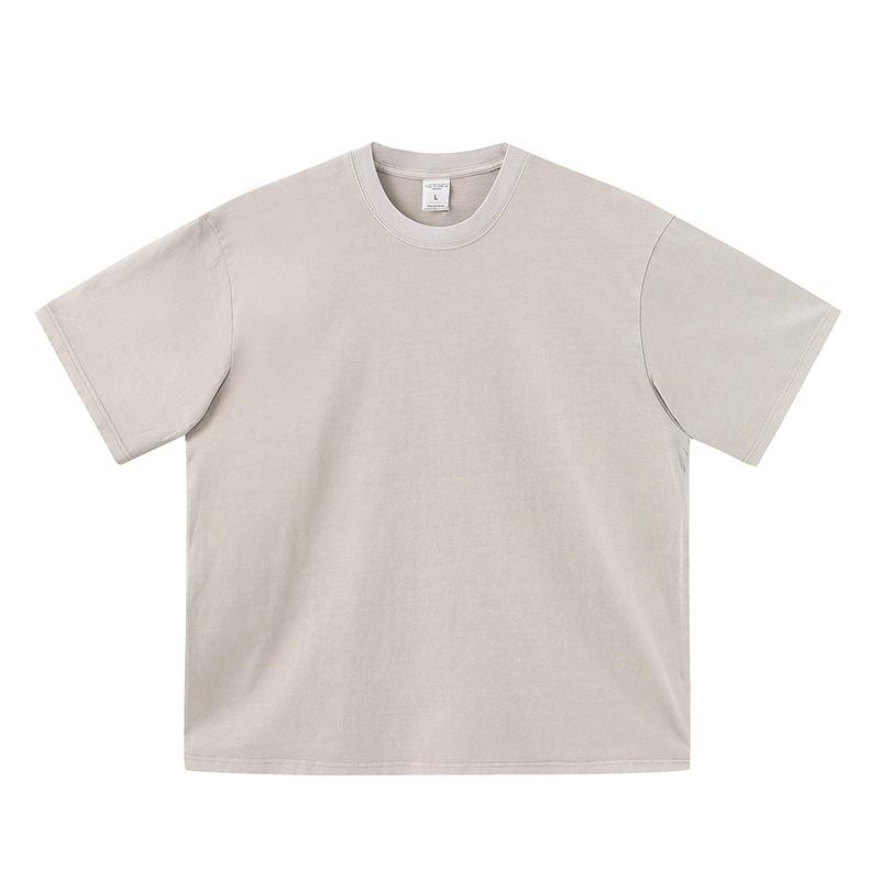 Men'S Trendy Brand Summer Washed And Dyed Old Light Version Short-Sleeved T-Shirt Heavy Cotton Casual High Street Half-Sleeves