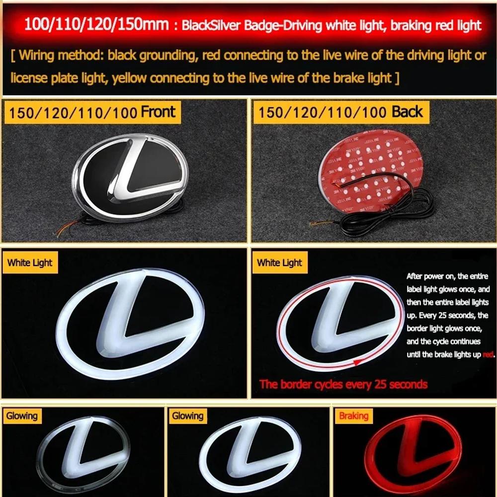 JEQS5 For Lexus grille illuminated emblem LED Lights High Brightness Glowing Light Waterproof Car Front Emblem Rear Modified Badge