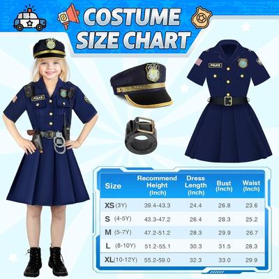 Halloween Kinder Polizeiuniform Anzug lange Ärmel, Halloween Cosplay professionelles Spiel männliche und weibliche Polizeiuniform