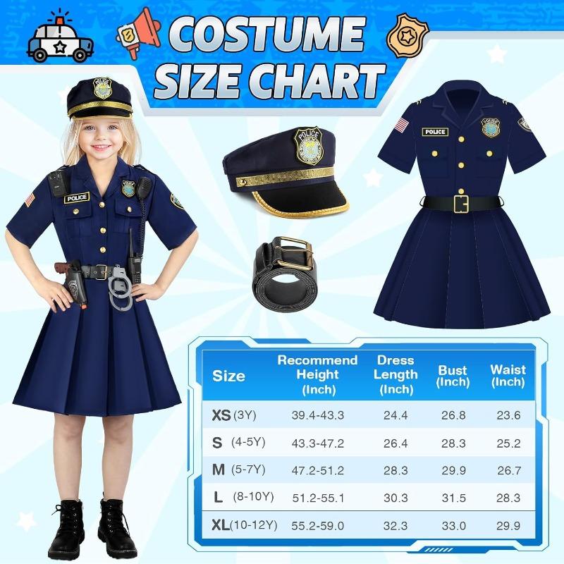 Halloween children's police uniform suit long sleeves, Halloween cosplay professional play male and female police uniform