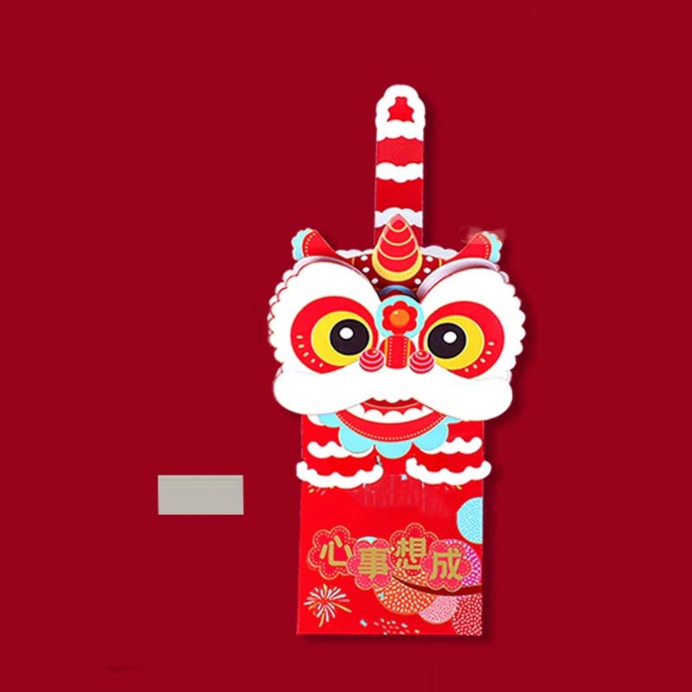 6pcs Traditional Scratch Card Money Bag Hongbao Red Pocket  Lunar New Year Gifts
