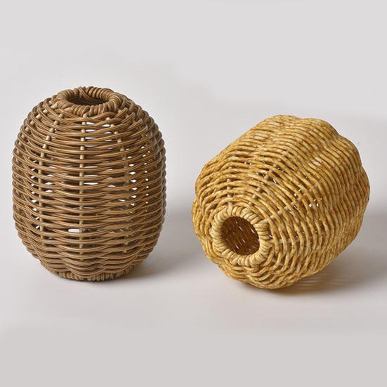 Woven Faux Rattan Vase Handmade Indoor Decorative Vase for Dried Artificial Flowers Rustic Farmhouse Boho Wicker Vase Basket for Table Centerpiece