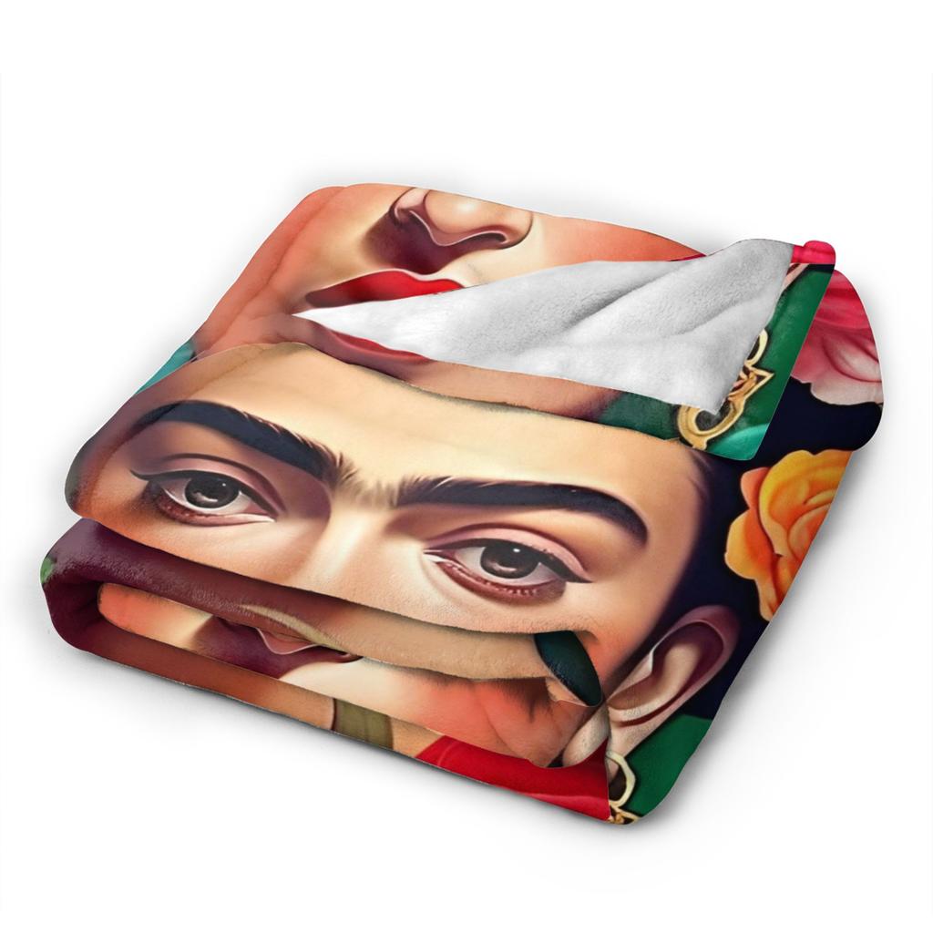 México Artista F-Frida K-Kahlo Mantas de Franela Manta Decorativa Impresionante para Sofá Ropa de Cama Sala de Estar 150*125cm Felpa Colcha Fina,