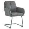 Dining Chair, Set of 2, Armchair, Modern, Minimalist Casual Chair, Living Room-Bedroom Chair with Curved Steel Feet, Grey [OLD SKU:WF310649AAG]