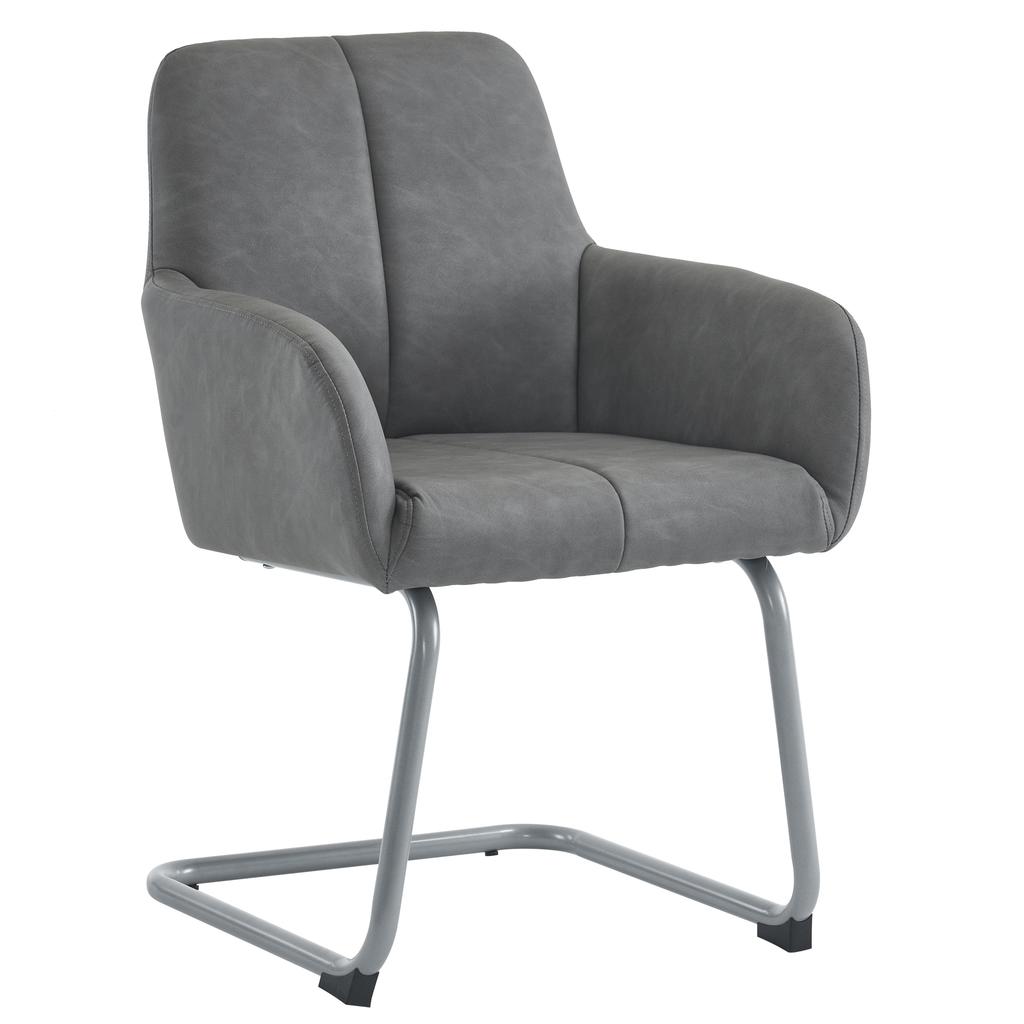 Dining Chair, Set of 2, Armchair, Modern, Minimalist Casual Chair, Living Room-Bedroom Chair with Curved Steel Feet, Grey [OLD SKU:WF310649AAG]