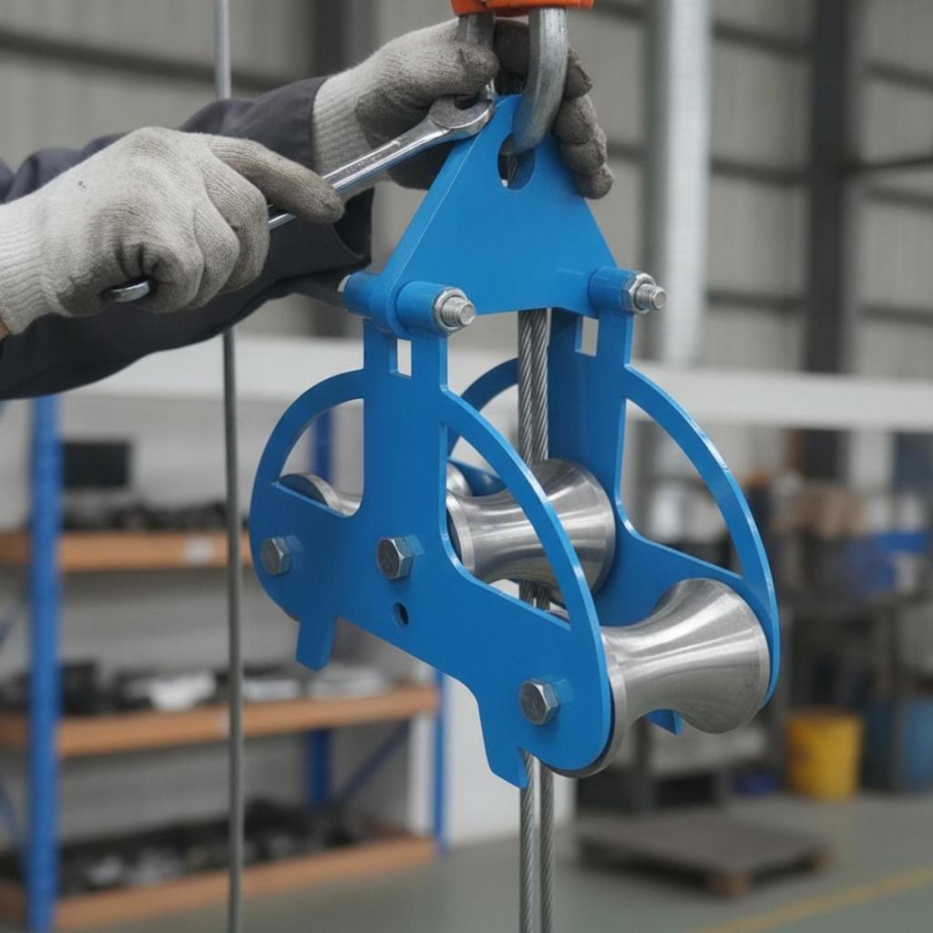 Cable Pulley with Three Rollers Smooth Hardware Reliable for Electricians