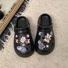 Internet Celebrity Explosion Cute Cartoon Black Platform Hole Shoes Women 2025 New Summer Wear Stepping On Shit Feeling Bag Head Drag