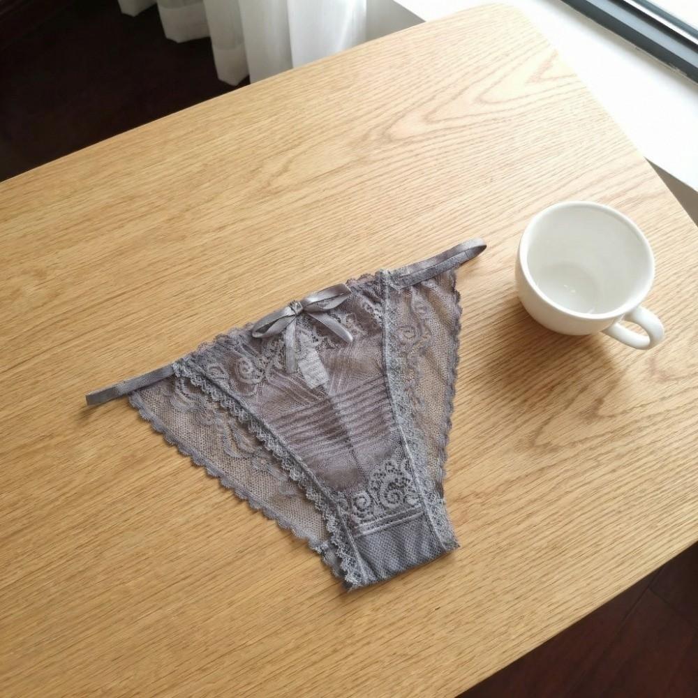 Sheer Lace Mesh Women Thong Floral T-Back Panties Thin Lace Flower Briefs Lady