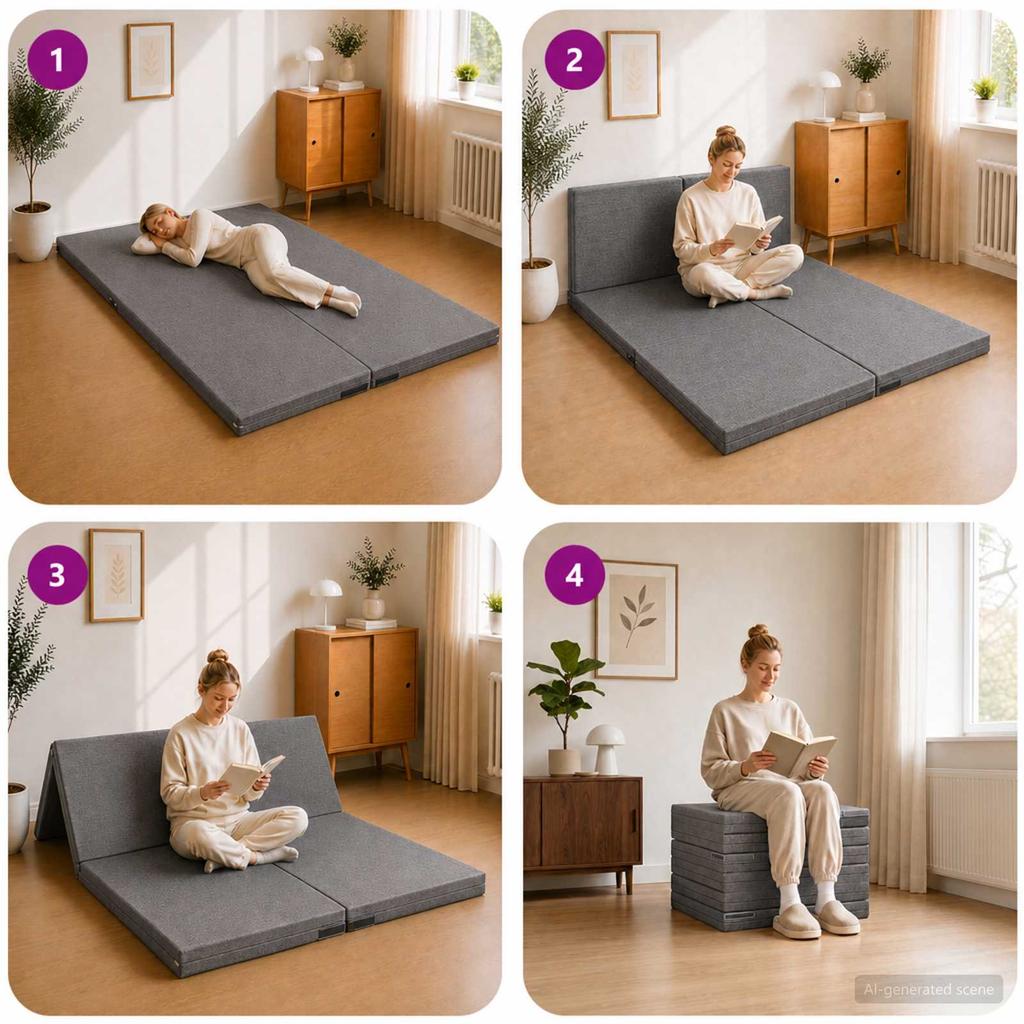 Folding Sofa Bed 140 x 67 x 45 cm Light Grey