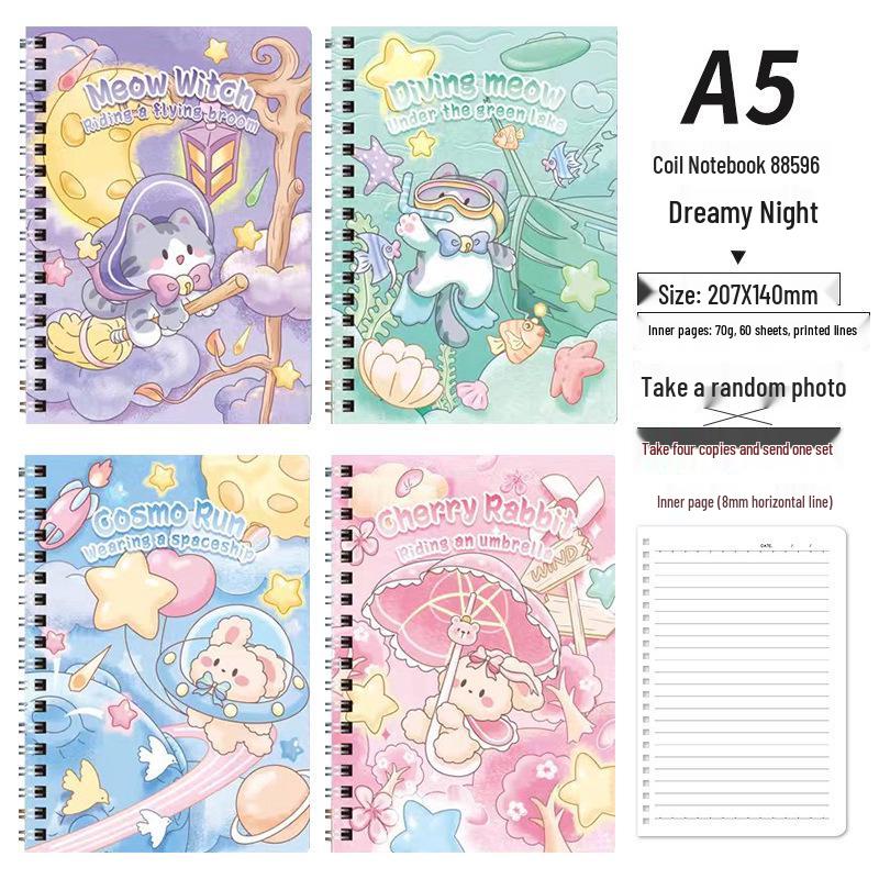 Creative Cute Cartoon A5 Loose-leaf Student Lined Notebook