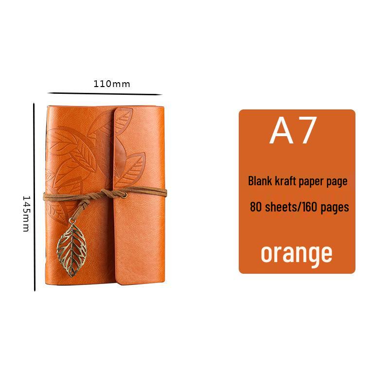 Small Leaf Retro A7 Portable Leather 6-Hole Planner and Journal Notepad