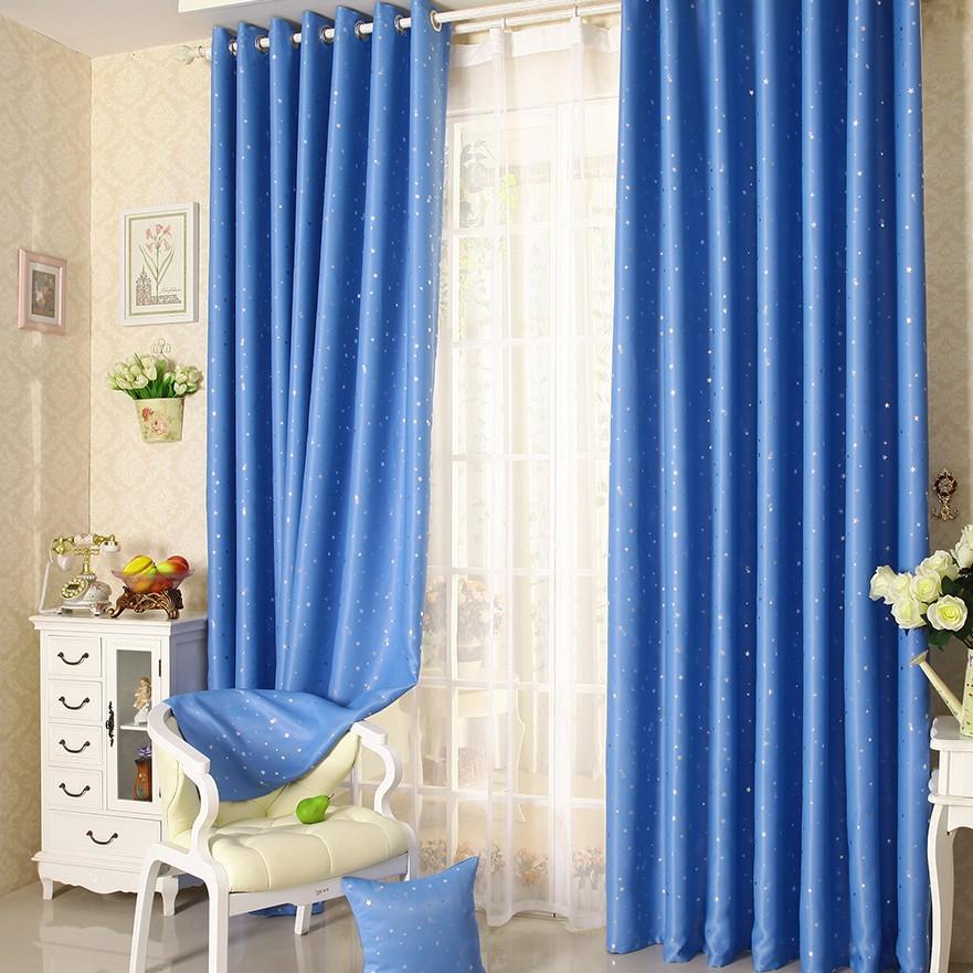 Vorhänge Shaoxing Heißdruck Marineblau Stern Hoch Verdunkelnd