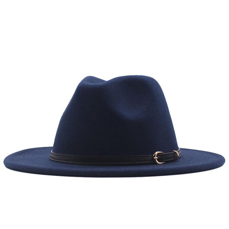 New spot European and American flat-brimmed felt jazz hat, British gentleman's retro woolen fashion felt hat