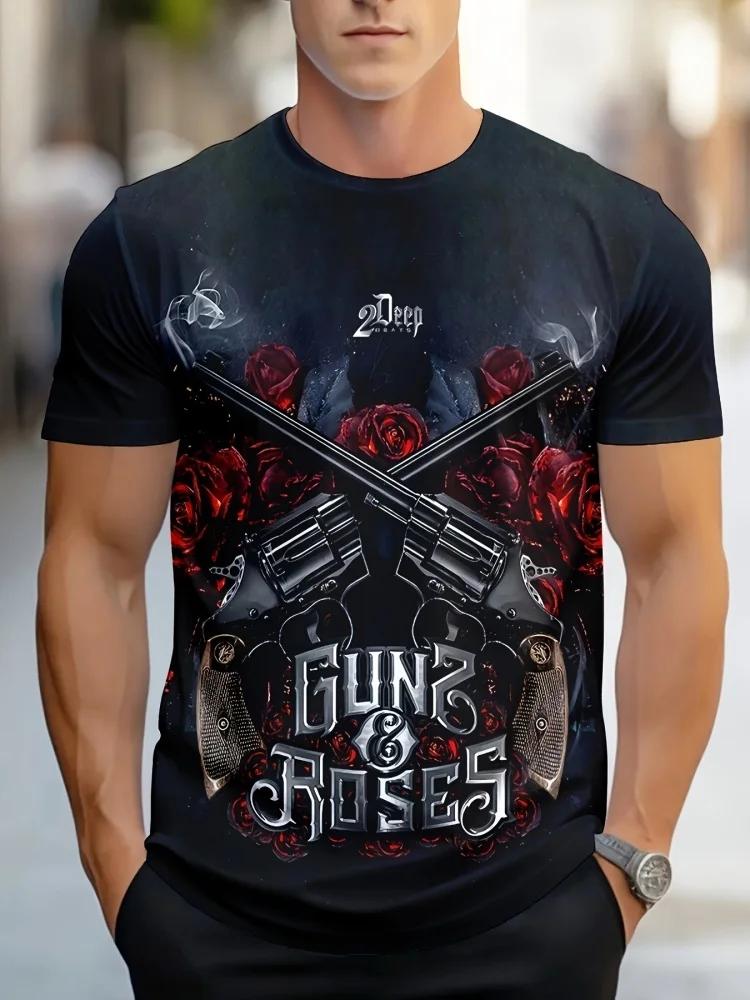 Sommer Tägliches Lässiges Herren Kurzarm Oberteil Neues Outdoor Sport Herren Locker T-Shirt Urban Street 3D Löwen Druck Herren T-Shirt
