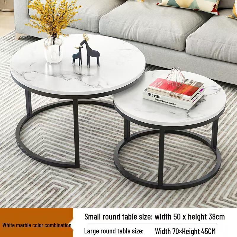 Compact Wrought Iron and Particleboard Coffee Table with Sintered Stone Surface