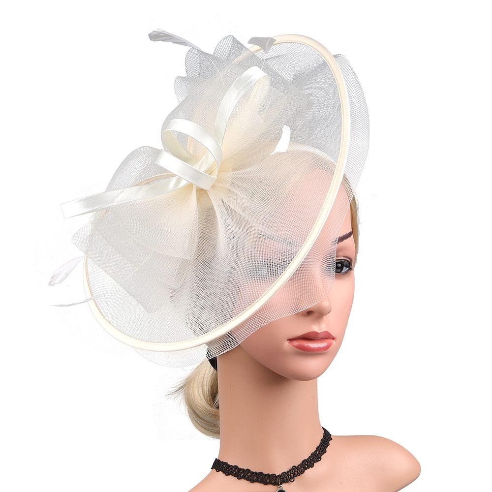 Vintage Feather Fascinators Hats Mesh Decorative Headband Tea Party Hats Hair Clip