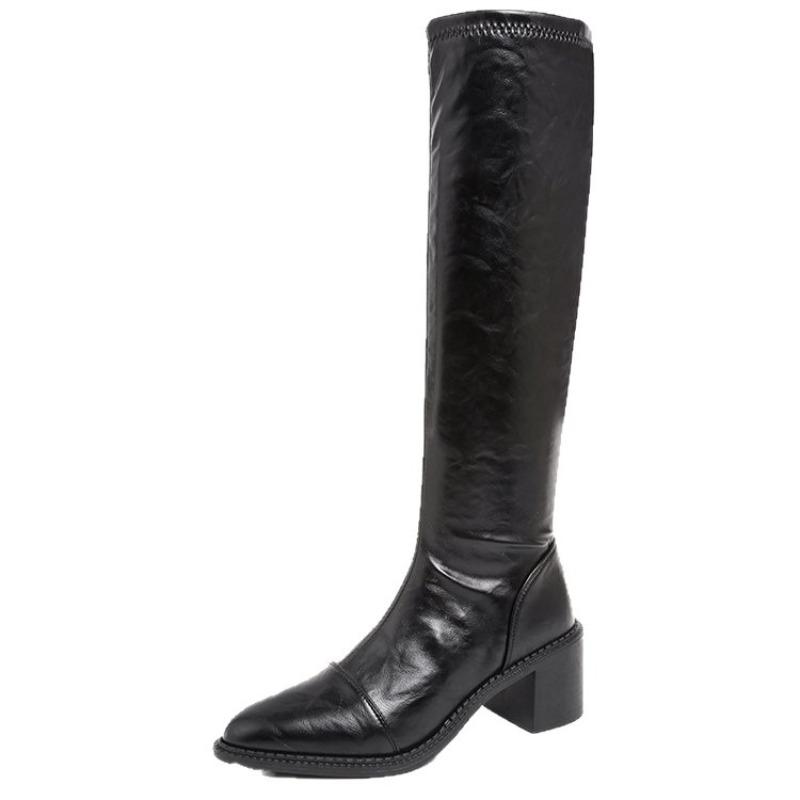 Pointed-toe High-heeled Fashion Boots That Make You Look Slimmer, New Thick-heeled Plate-size Shoes, Long Boots, Women's Shoes