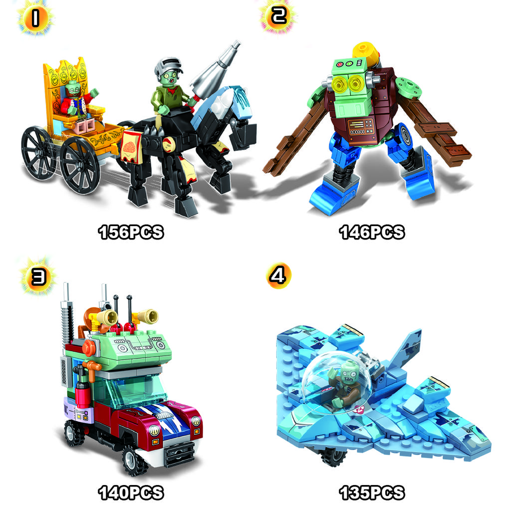 Non-Toxic Plants Vs Zombies 3 Building Blocks Toy Zombie Game Character Blocks Assembly Model Kids Toys Interactive Games Halloween Gifts