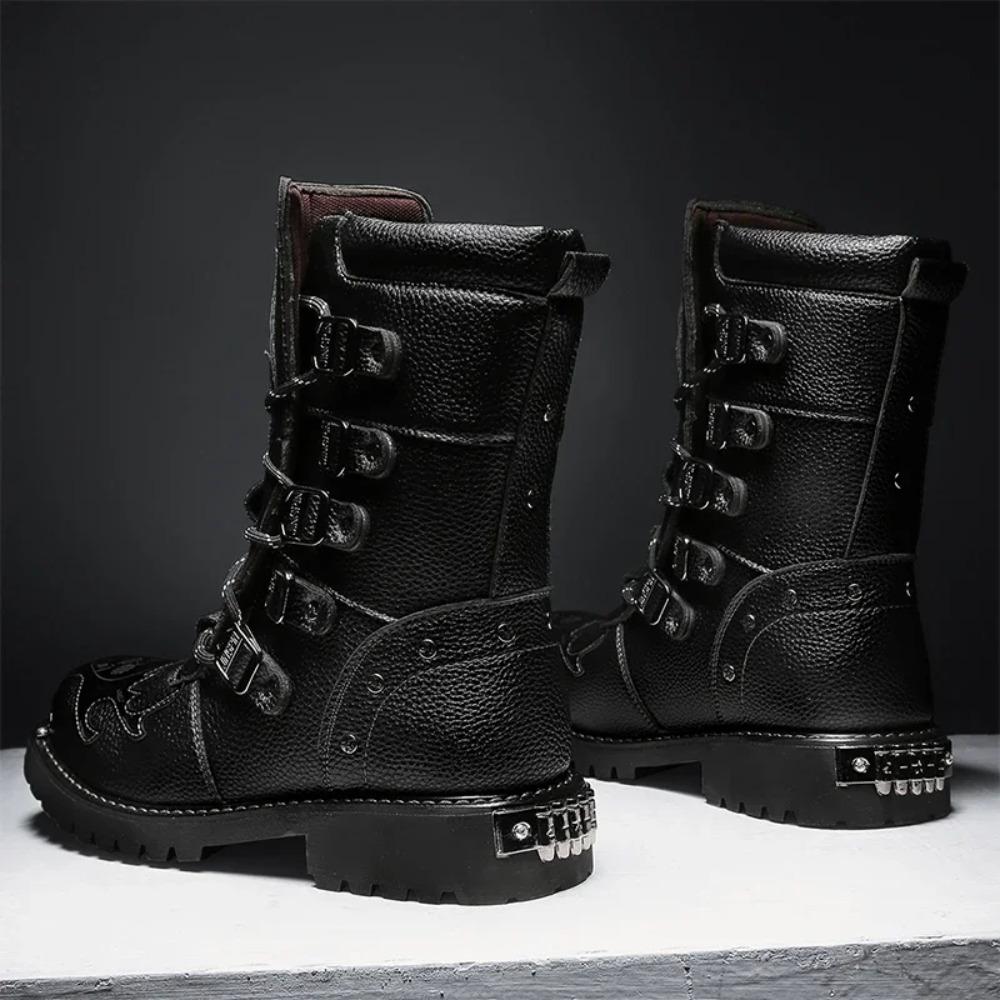 Cyklistické boty čtyři roční období pánské outdoorové motocyklové boty nadměrná velikost vysoké kotníkové ležérní kožené boty módní britské protiskluzové boty