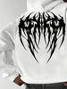 Men'S Stylish Casual Hoodie - Gothic Dark Series Geometric Wing Pattern Pullover, Suitable for Halloween And Everyday Fantasy Outfits - Trendy
