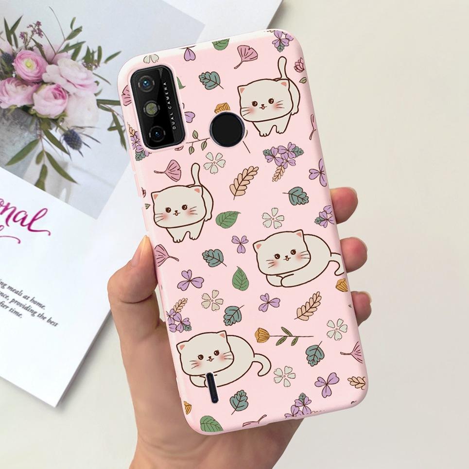 For Tecno Spark 6 Go Case KE5j KE5k Cute Astronaut Cat Night View Cover Liquid Silicone Phone Cases For Spark 6GO Bumper Fundas
