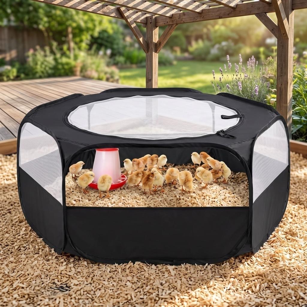 Portable Small Animal Outdoor Enclosure with Cover - Breathable Pet Tent for Chickens, Rabbits and Small