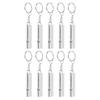 10Pcs Aluminum Alloy Emergency Survival Whistle Double Tube High Frequency Survival Whistle with Keychain Silver